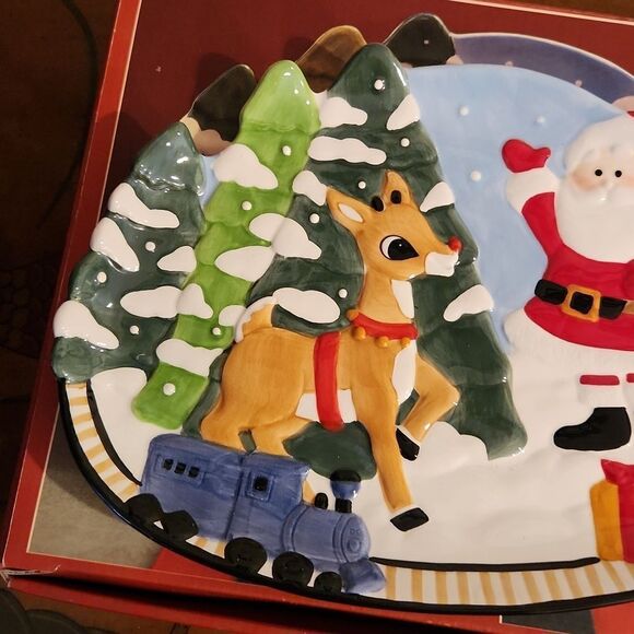 Lenox Rudolph Red Nose Reindeer Canape Plate Like New - Picture 3 of 5